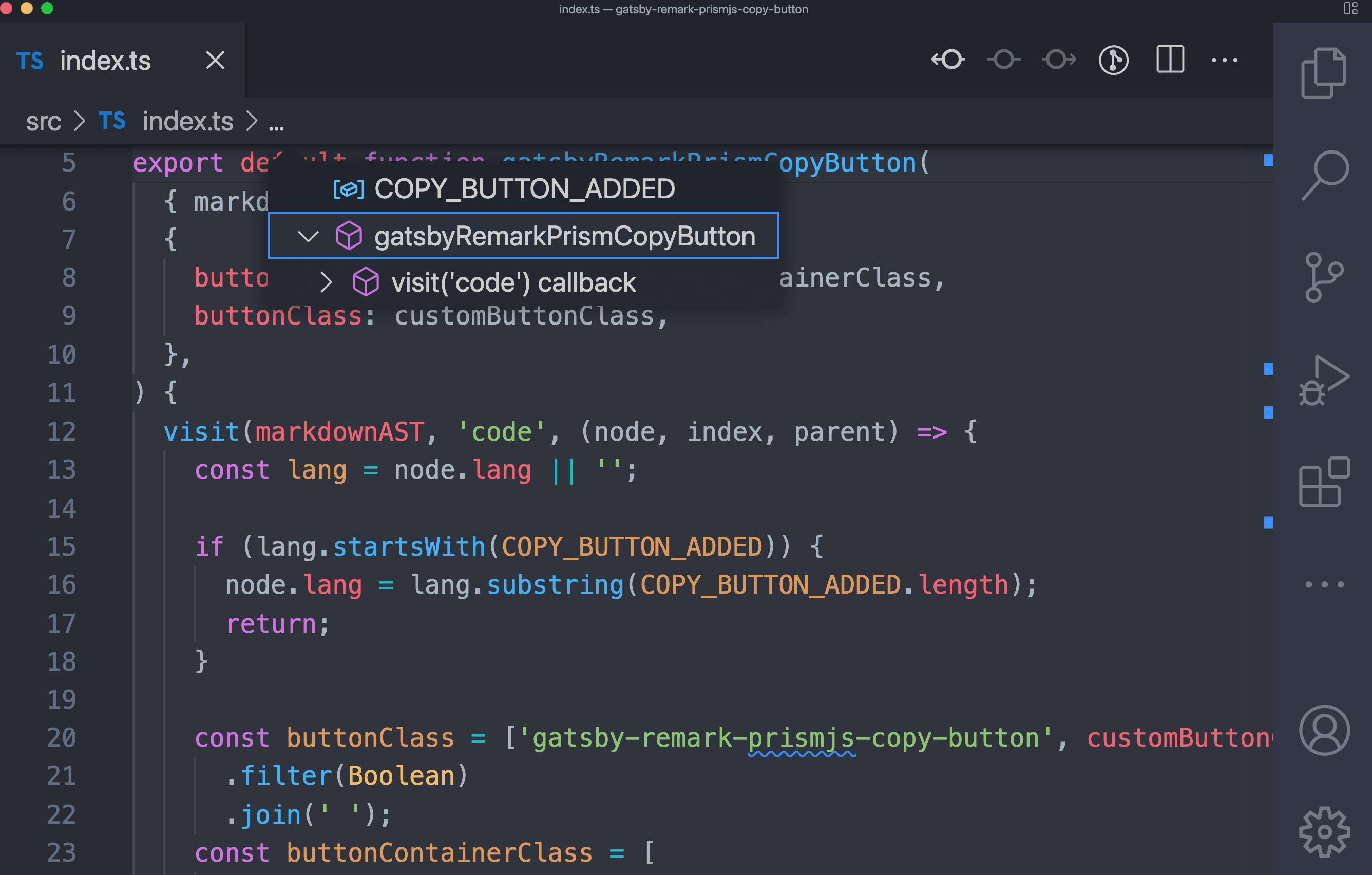 command + shift + dot