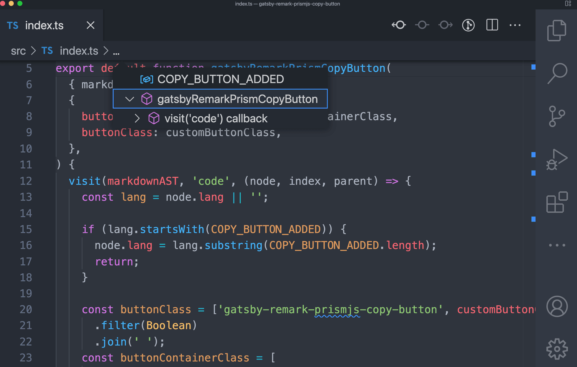 command + shift + dot
